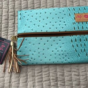 Turquoise Medium Makeup Junkie Bag with Tassel